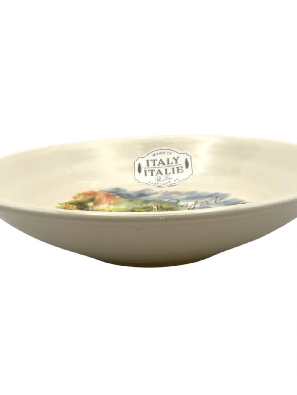 NWT Capri Italy Scenic Ceramic Coupe Bowl 9” Mediterranean Coastal Beach Decor
